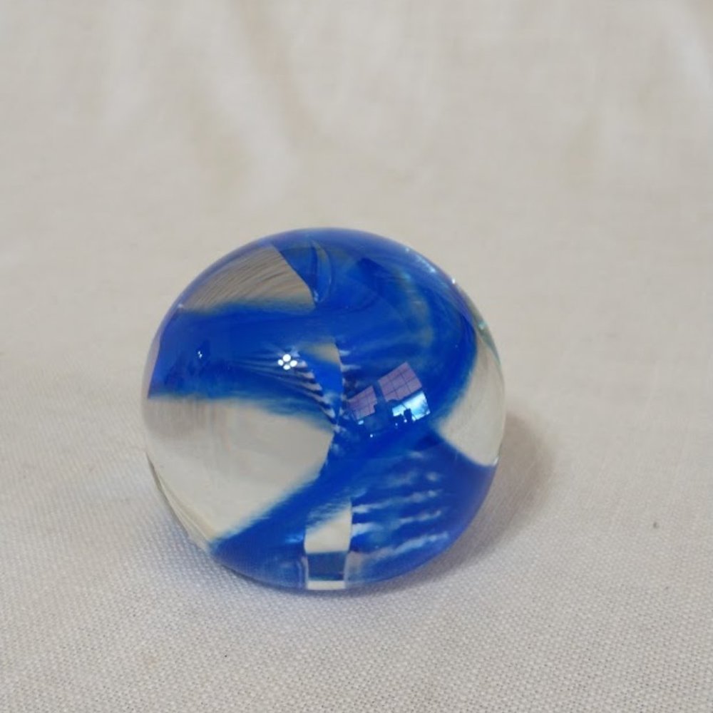 Paper weight Glass CAITHNESS SCOTLAND PAPERWEIGHT JACOB 'S LADDER Blue twirl …